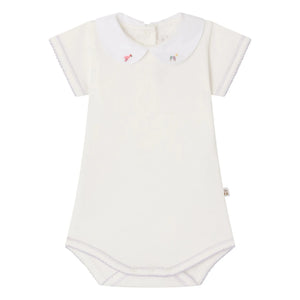 Bonpoint – Body aus Bio-Baumwolle mit Schwanenmotiv | Creme