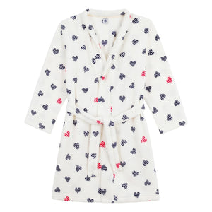 Petit Bateau - Gestreifte Herzen Morgenmantel | Weiß