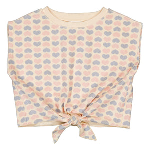 Louis Louise - Madona Hearts Jersey Knot Detail T-Shirt | Pale Pink