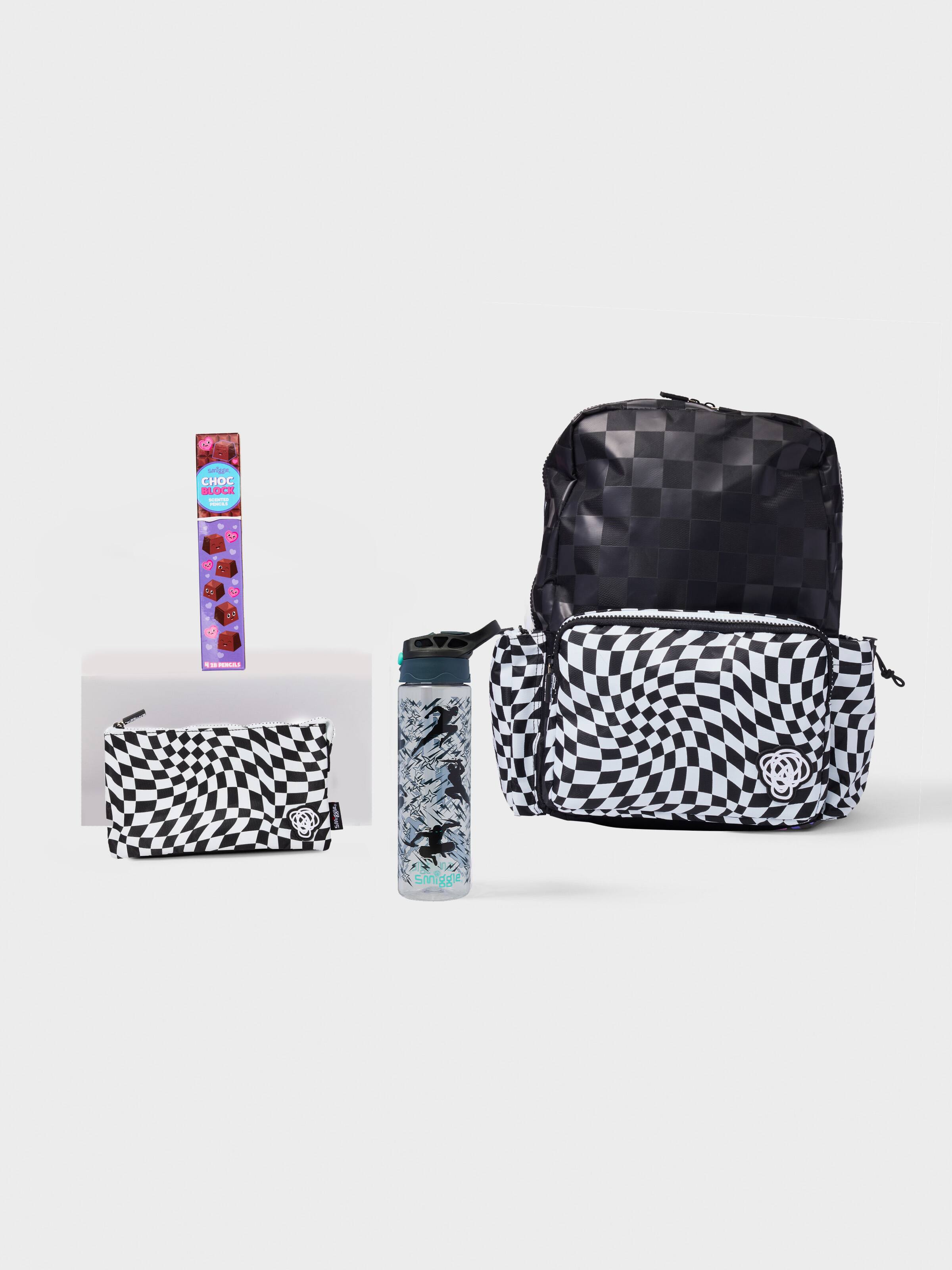 Smiggle - Checkered 4'lü Okul Çanta Seti