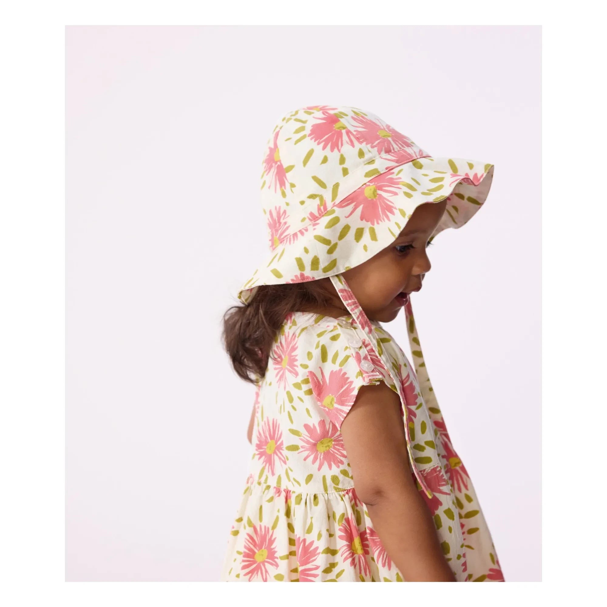 Petit Bateau - Bio-Baumwolle Crépon Geblümte Capeline | Ecru