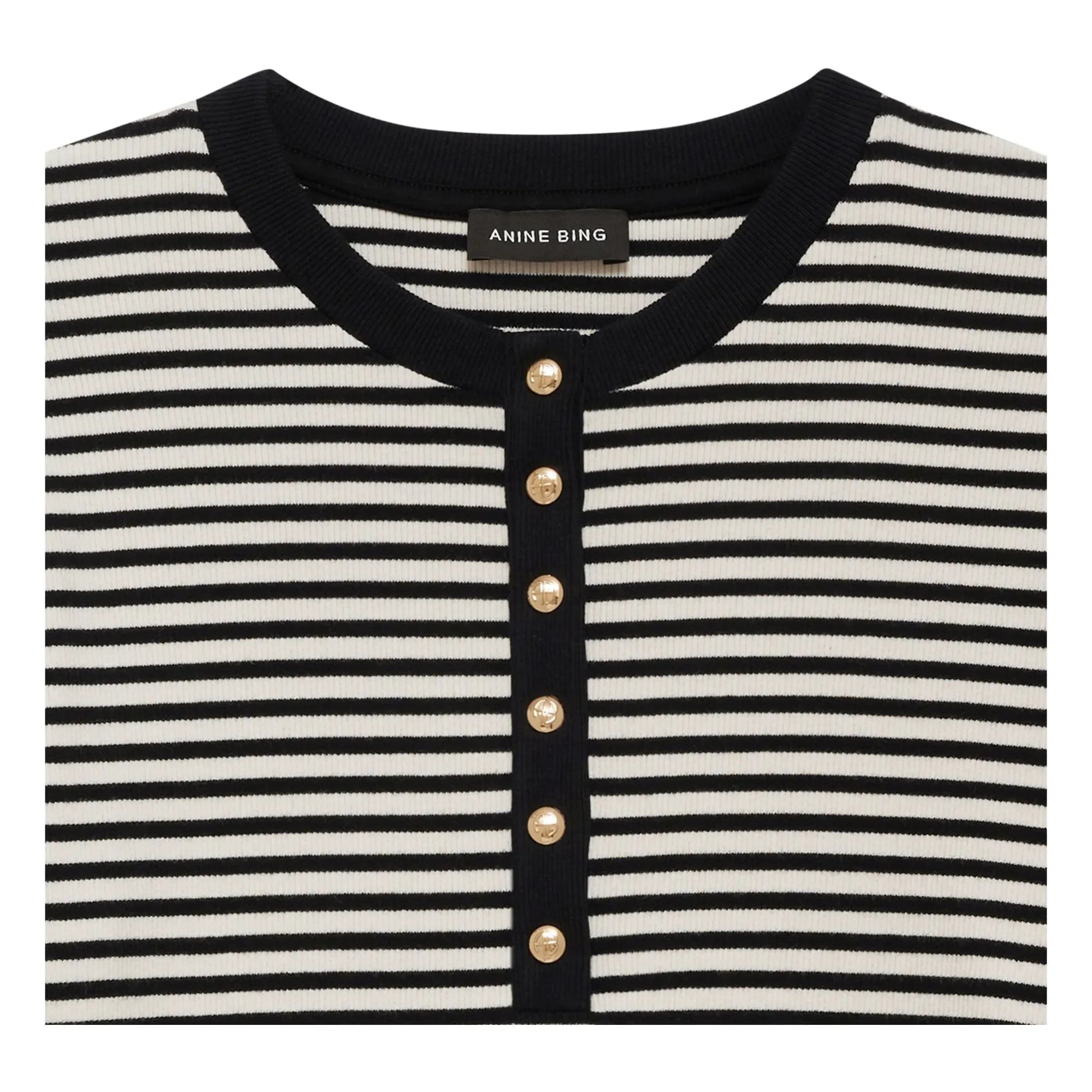 Anine Bing – Alessia Gestreiftes T-Shirt | Schwarz