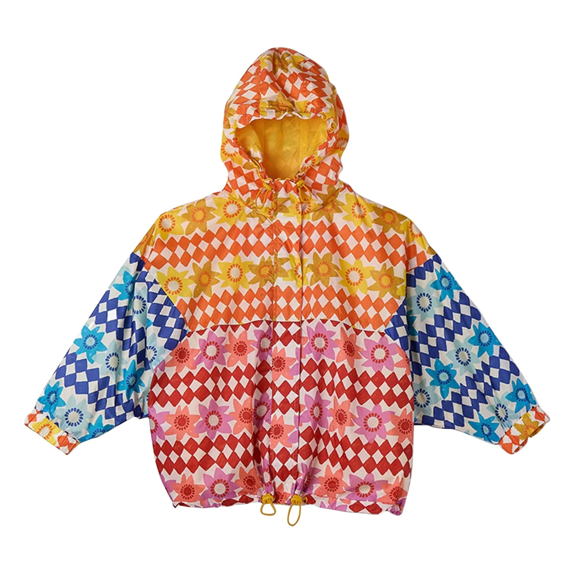 Fabula - Damier Fleurs Windjacke | Orange