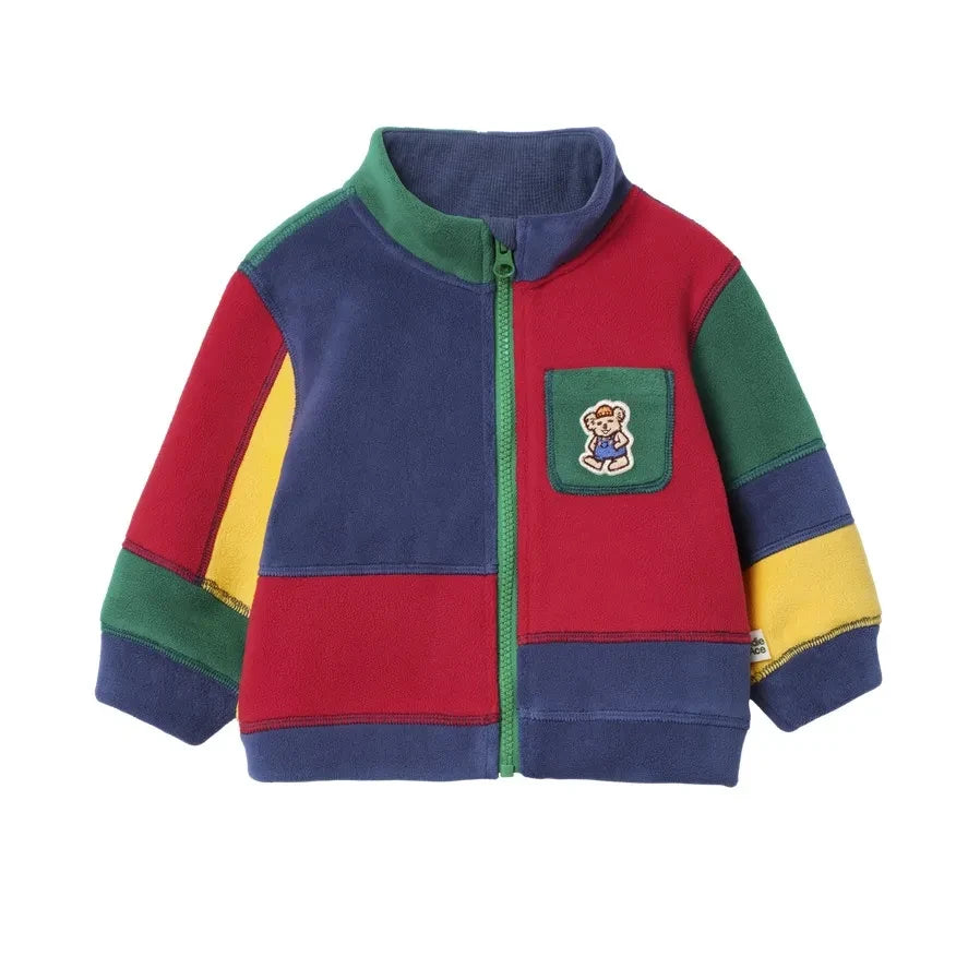 Goldie + Ace - Renk Bloklu Polar Fermuarlı Sweatshirt | Mavi