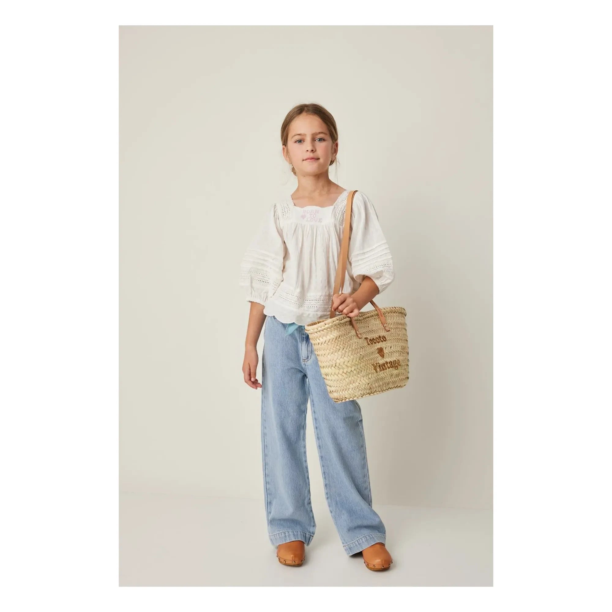 Tocoto Vintage - 3/4 Kol İşlemeli Bluz | Beyaz
