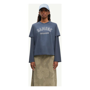 Samsoe Samsoe - Sacamino Organik Pamuk Tişört | Gri mavi