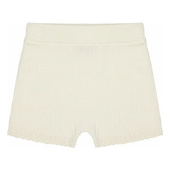 FUB - Kurze gestrickte Bio-Baumwollhose mit Spitze | Ecru