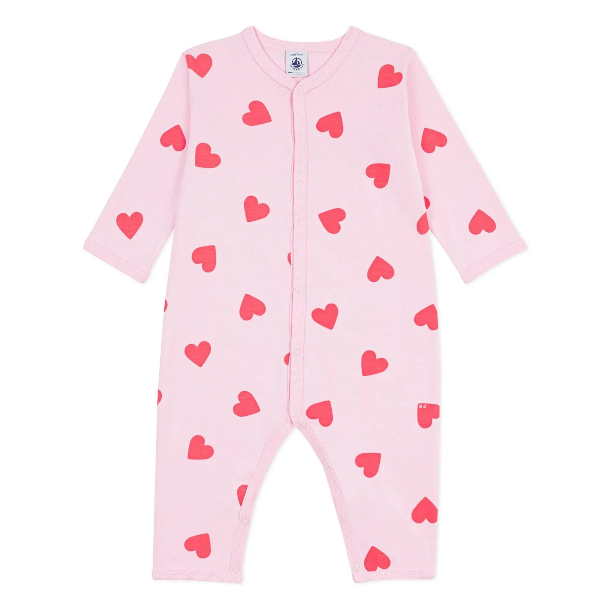 Petit Bateau - Kalp Desenli Ayaksız Pijama | Pembe