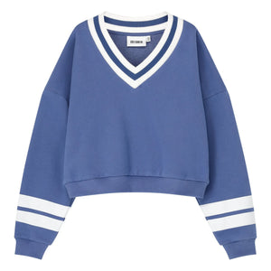 Cos I Said So - Organic Cotton V-Neck Striped Sweatshirt | Blue