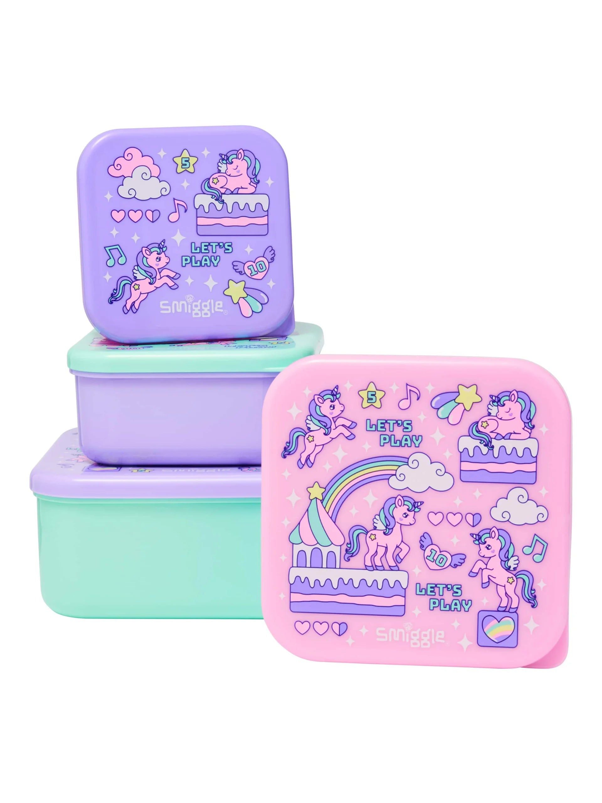 Smiggle - Lets Play 4lü Yemek ve Beslenme BPAsız Kapları-Dinossi