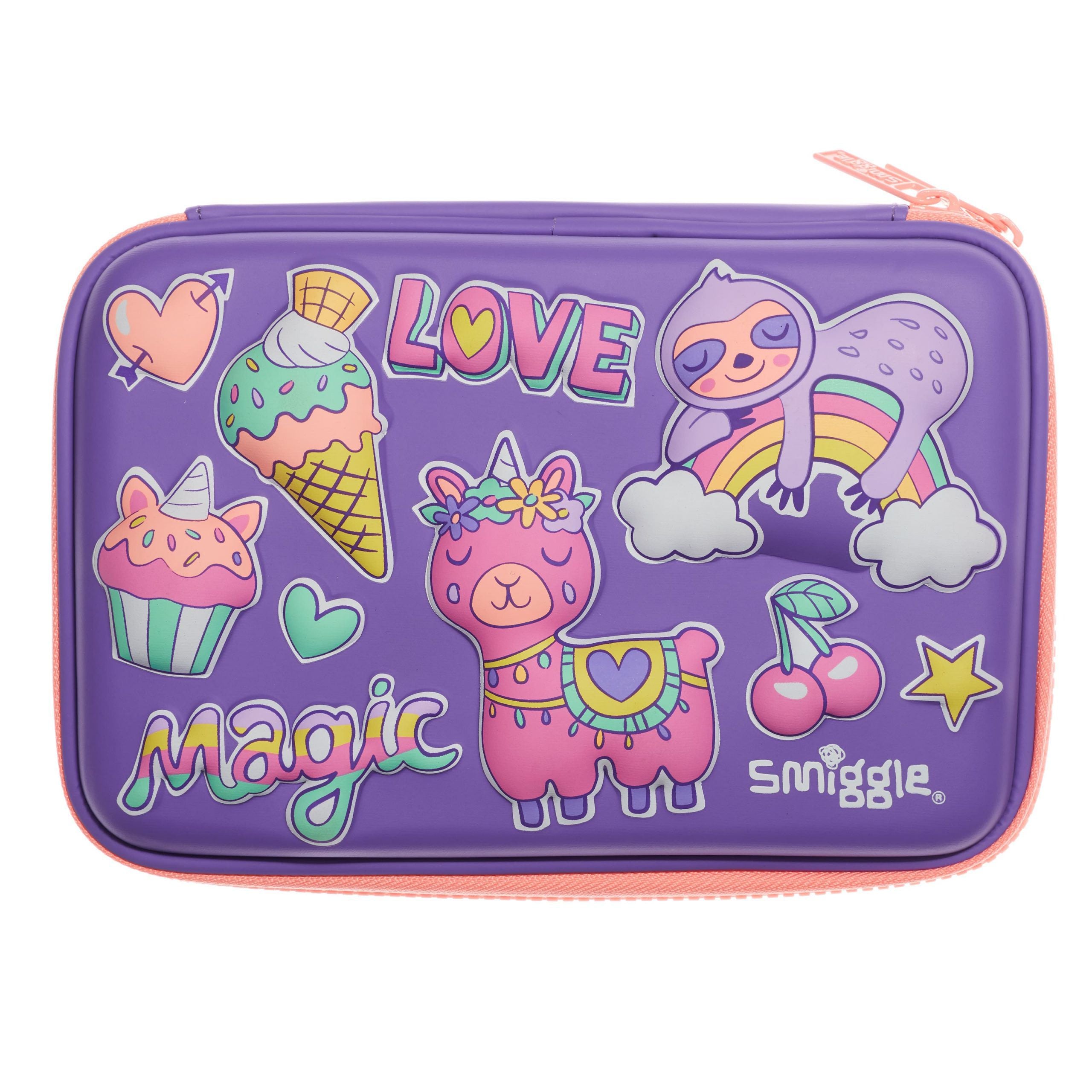 Smiggle - 3D Kabartmalı Hardtop Büyülü Hayvanlar Kalem Kutusu-Dinossi