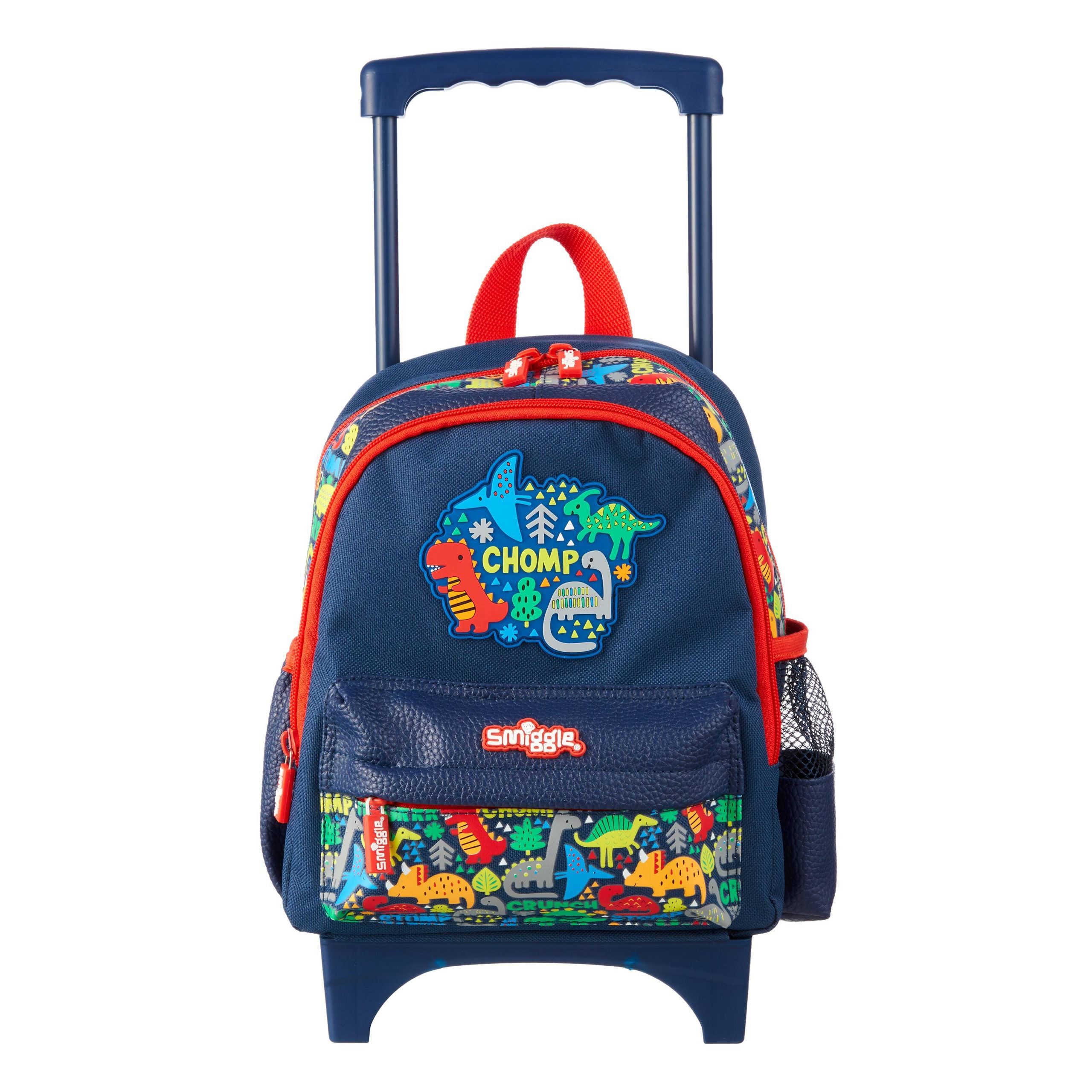 Smiggle - Çekçekli Tekerlekli Topsy Ufacık Minik Arabası Sırt Çantası-Dinossi