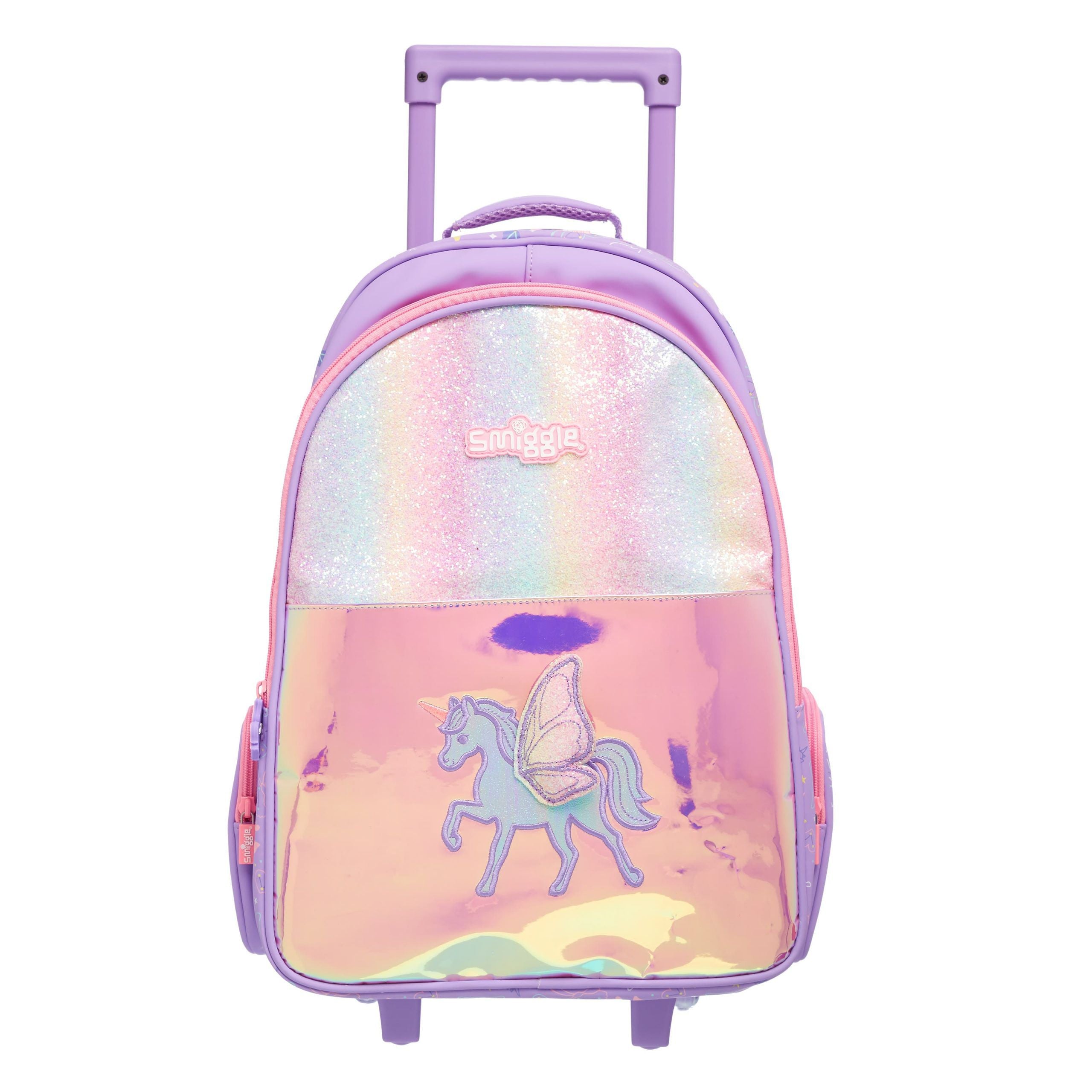 Smiggle - Işıklı Tekerlekli Sky Trolley Çekçekli Sırt Çantası-Dinossi