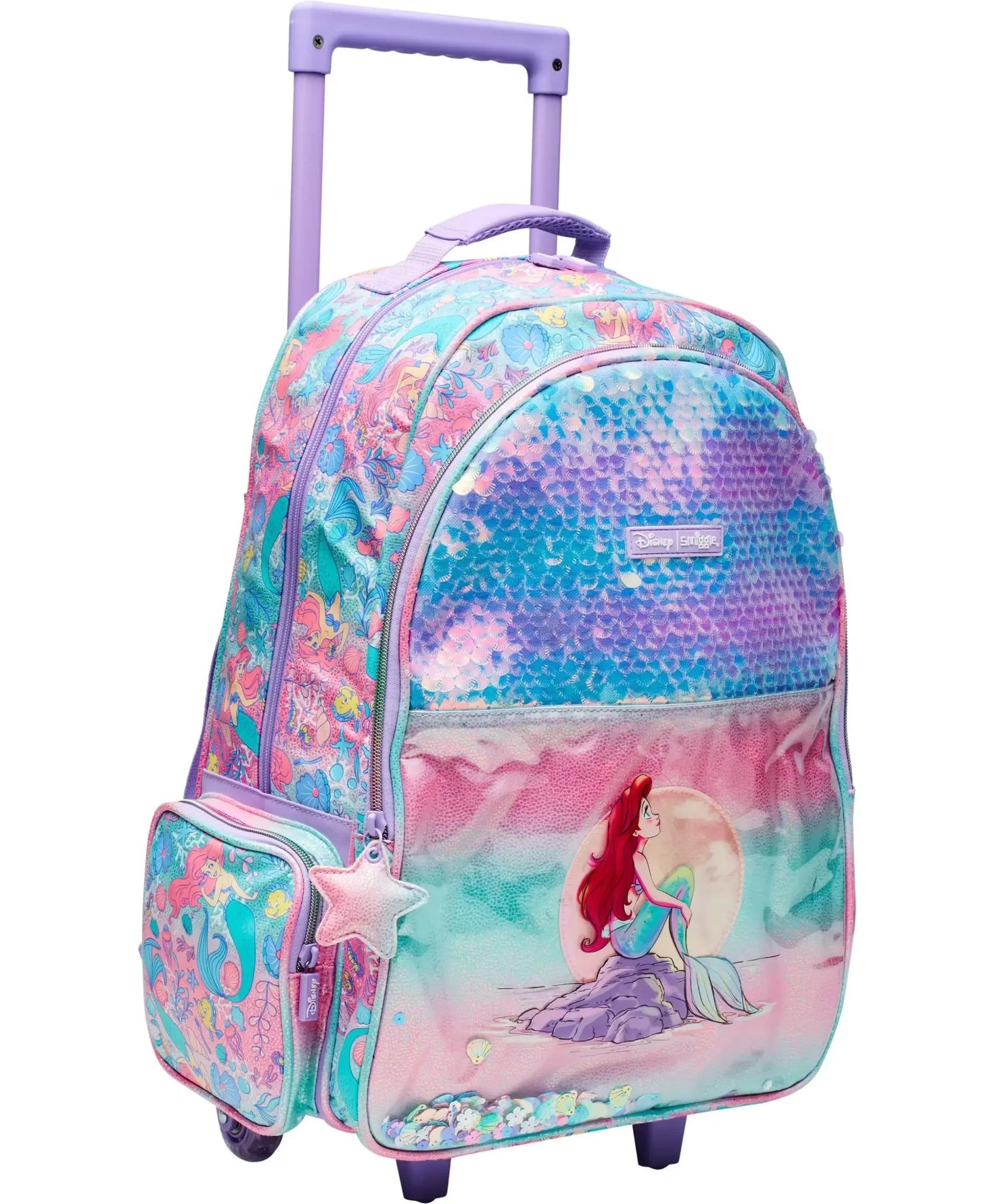 Smiggle - Disney Prenses Çekçekli Işıklı Tekerlekli Çanta-Dinossi