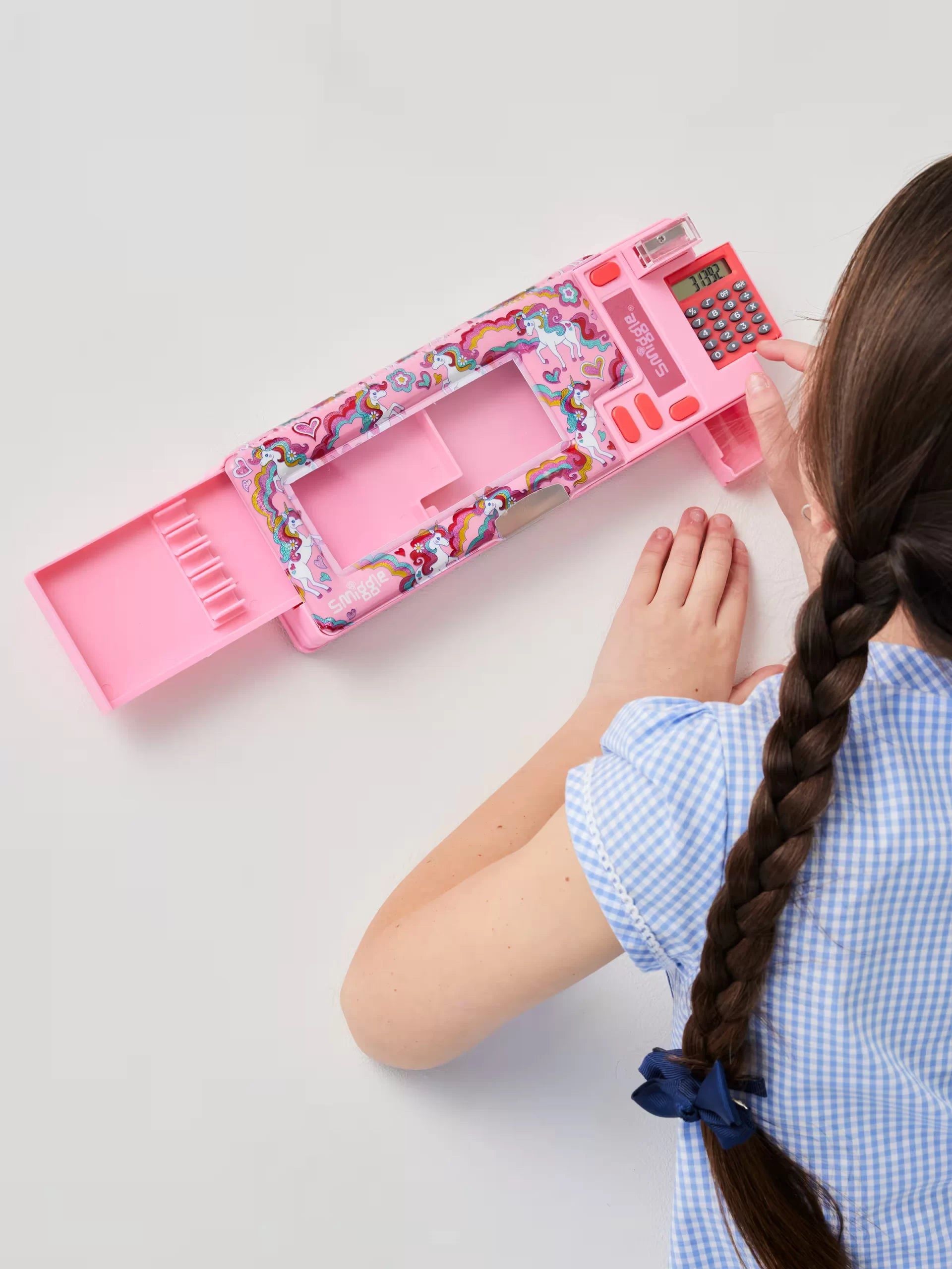 Smiggle - Wild Side Hesap Makineli Poput Otomatik Kalem Kutusu-Dinossi