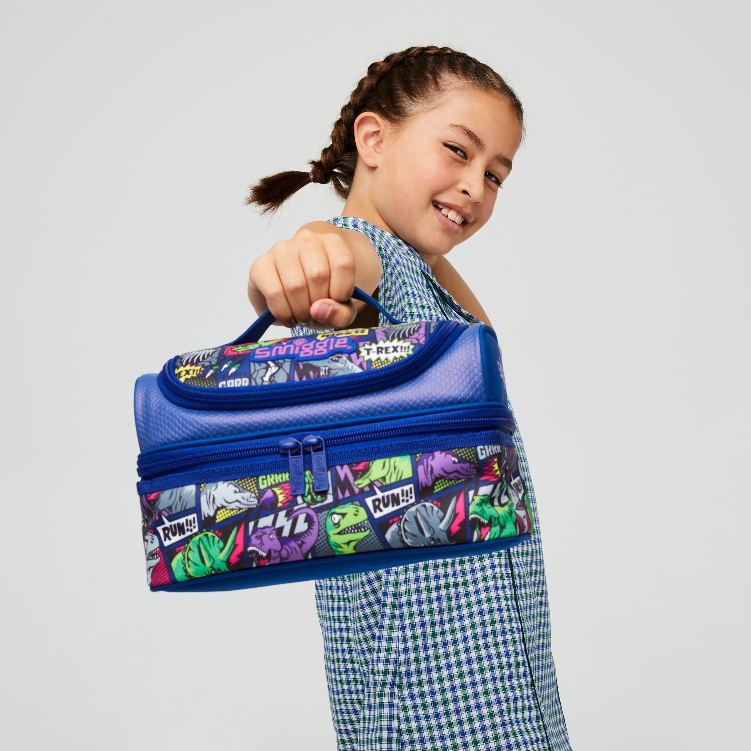 Smiggle - Bright Side Çift Katlı Beslenme Çantası-Dinossi