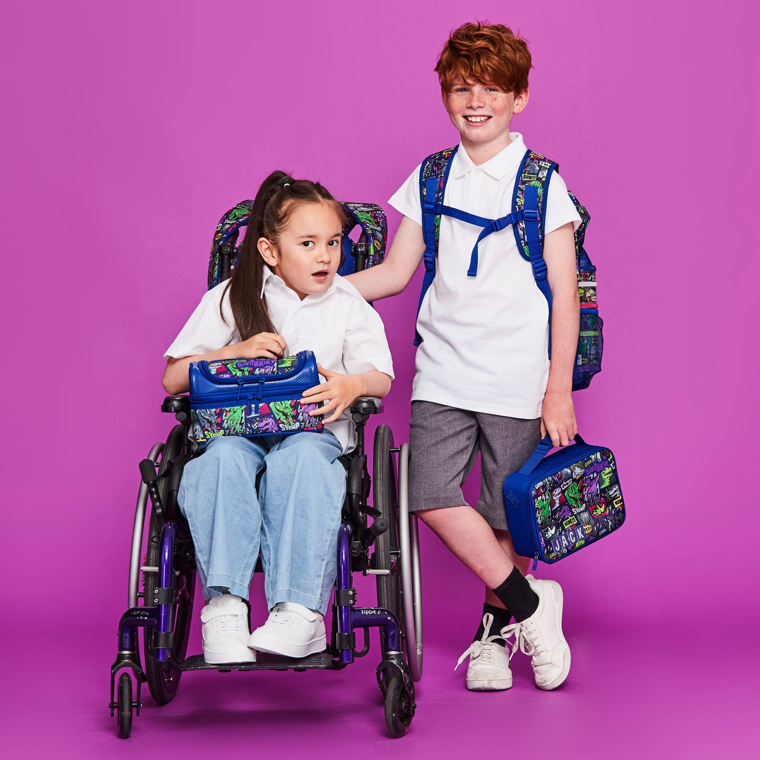 Smiggle - Bright Side Çift Katlı Beslenme Çantası-Dinossi