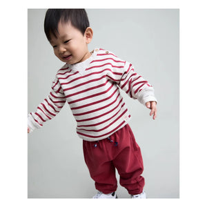 Búho - Kiraz kırmızısı | Çizgili organik pamuklu sweatshirt