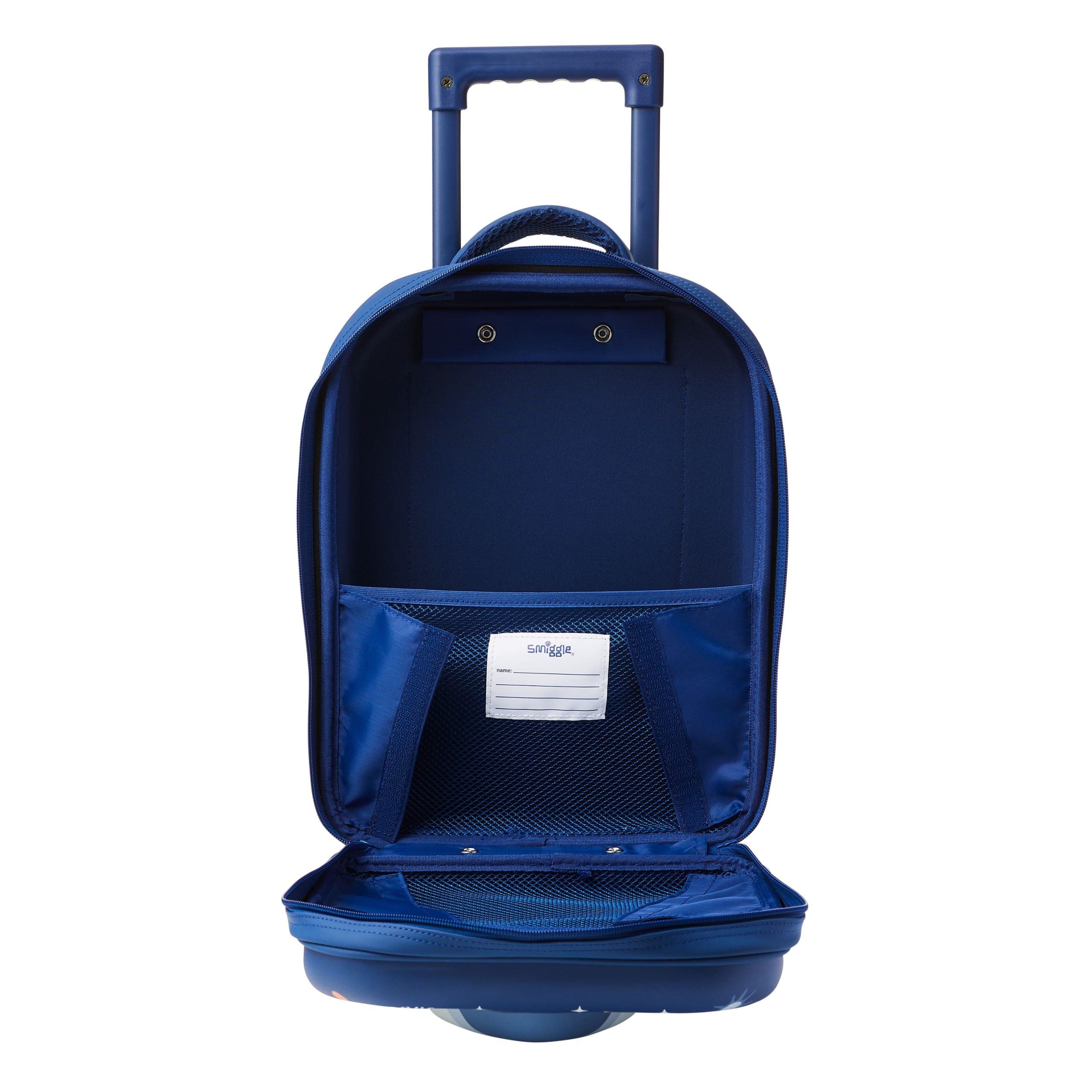 Smiggle - Sky Hi Junior Çekçekli Tekerlekleri Işıklı Çocuk Valizi-Dinossi