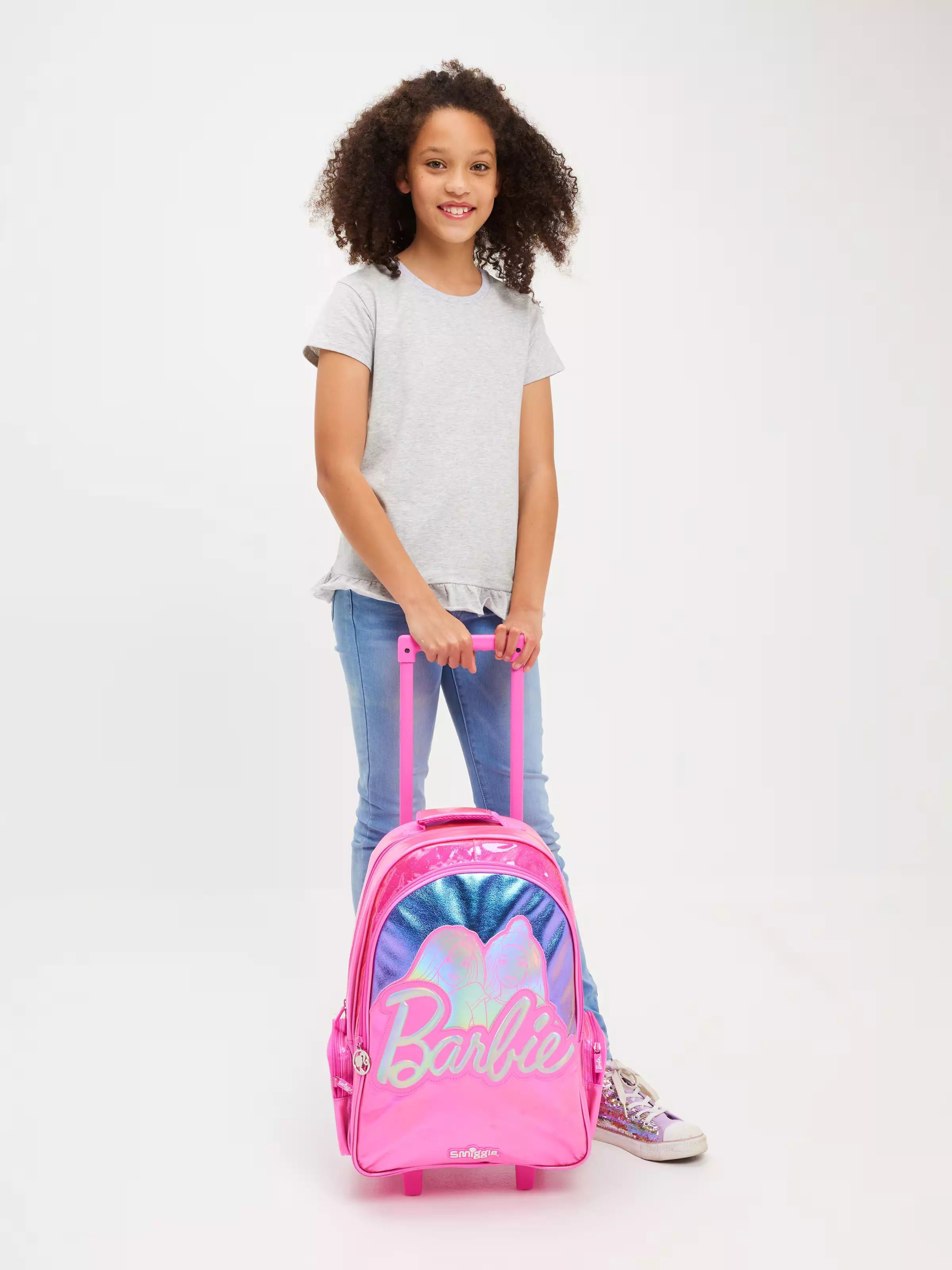 Smiggle - Barbie Çekçekli Işıklı Tekerlekli Çanta-Dinossi