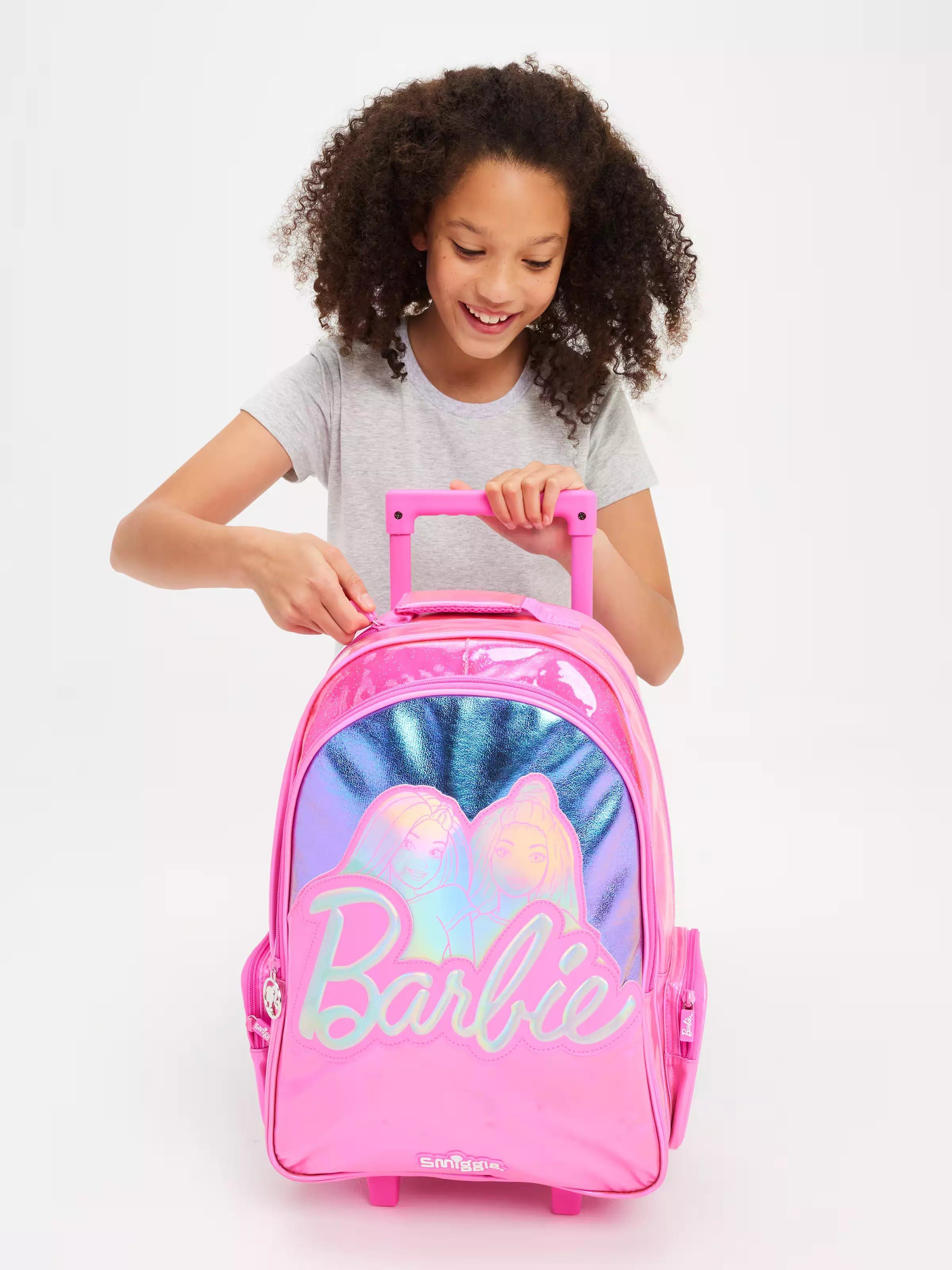 Smiggle - Barbie Çekçekli Işıklı Tekerlekli Çanta-Dinossi