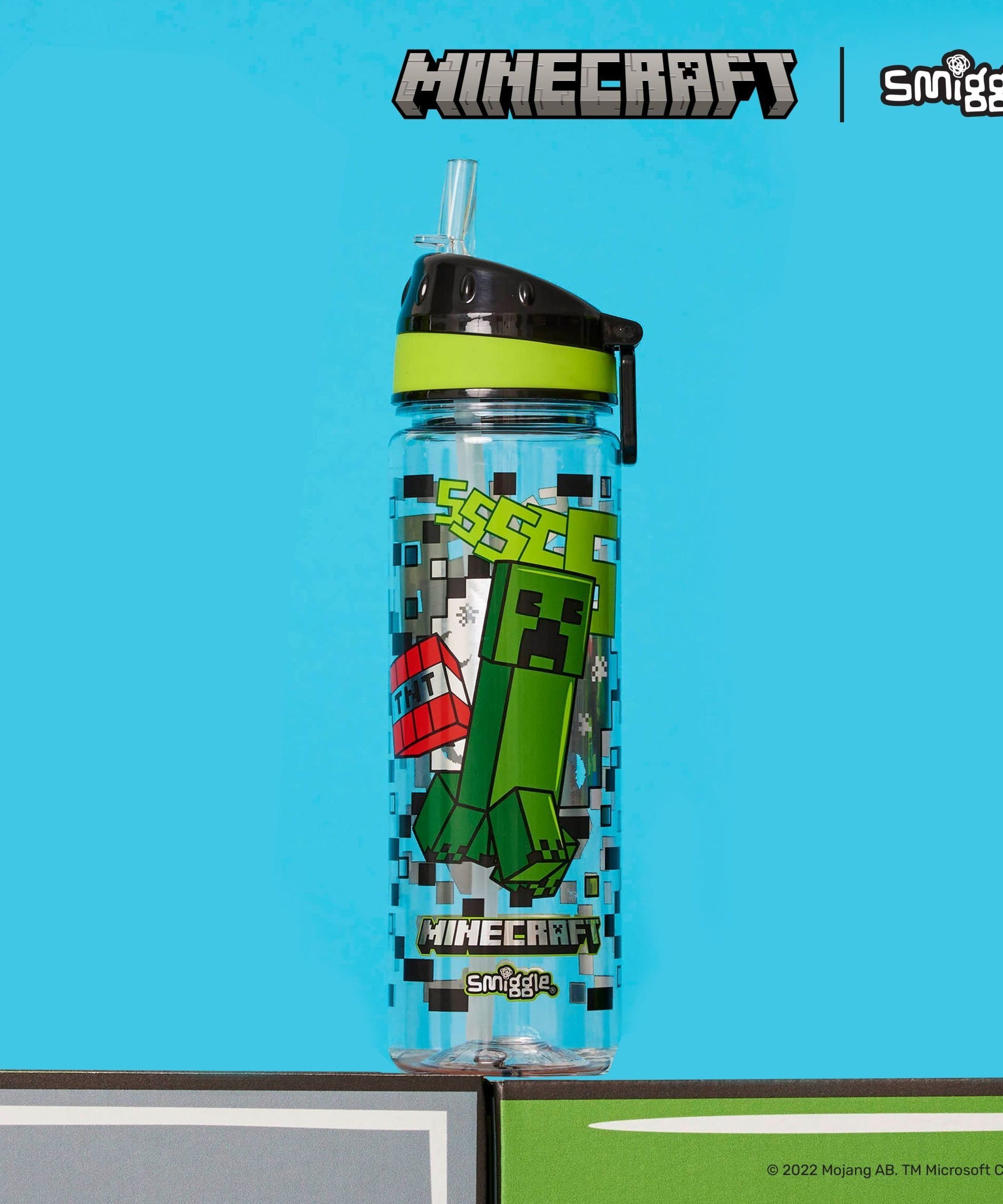 Smiggle - Minecraft Pipetli 650ML BPA'sız Suluk-Dinossi
