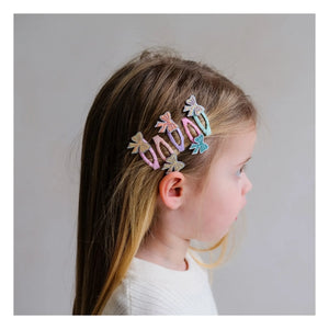 Mimi & Lula - Set of 5 Mini Glitter Bow Hair Clips | Pink