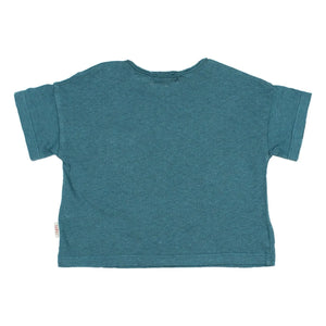 Búho - Linen pocket T-shirt | Peacock Blue