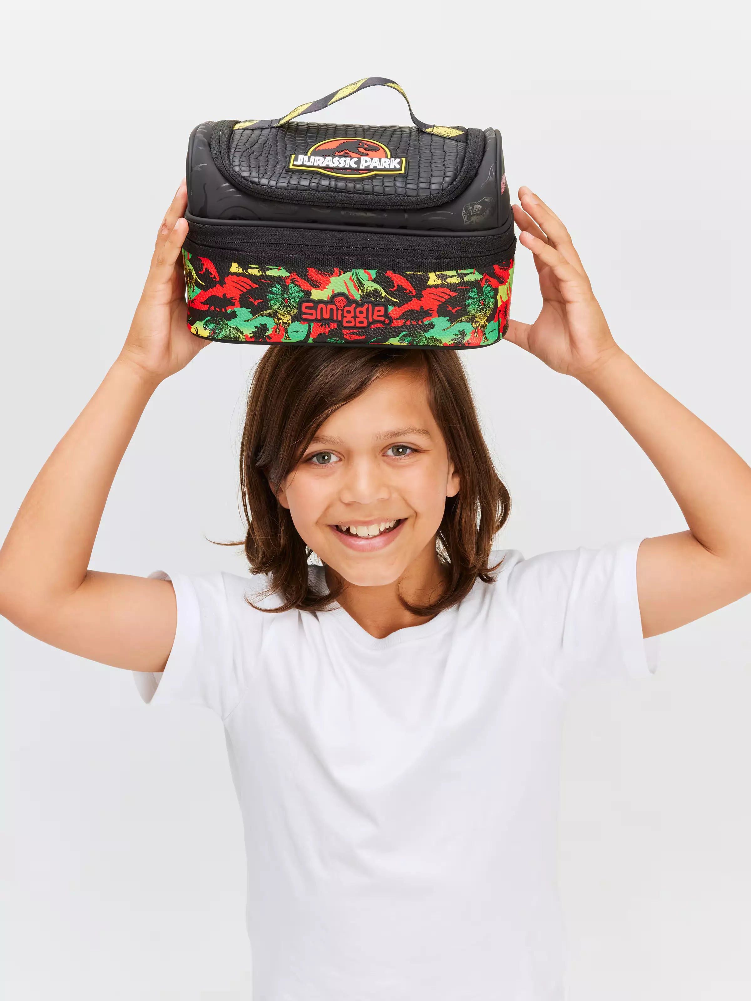 Smiggle - Jurassic Park Çift Katlı Beslenme Çantası-Dinossi