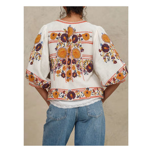 M.A.B.E. - Greta Jacke mit Baumwollstickerei | Orange
