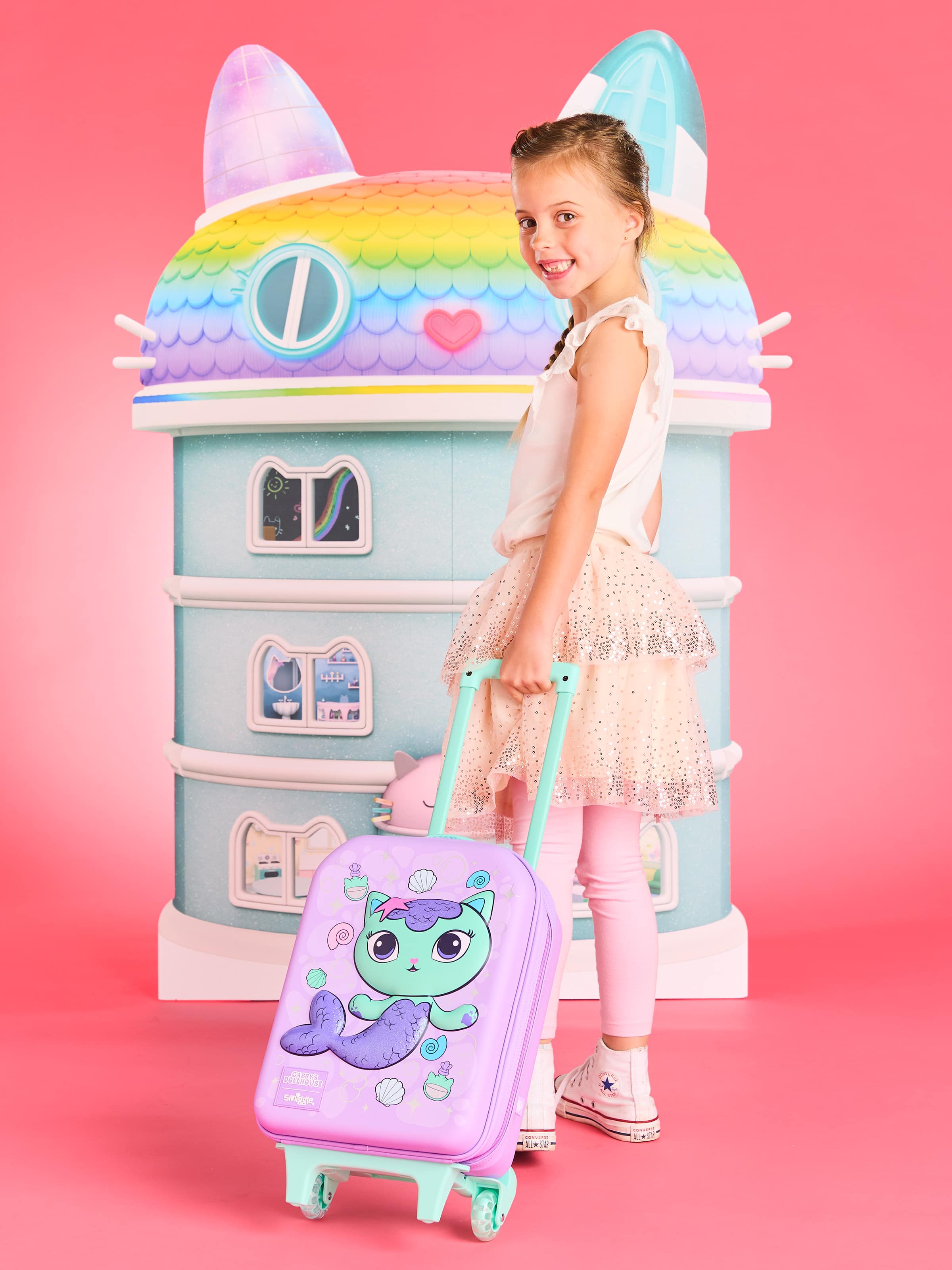 Smiggle - Gabbys Dollhouse Seyahat ve Okul Çekçekli Valiz Çantası-Dinossi