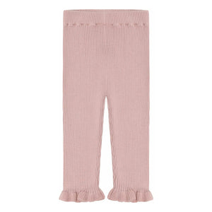 FUB - Gerippte Leggings aus Bio-Baumwolle mit Rüschen | Hellrosa