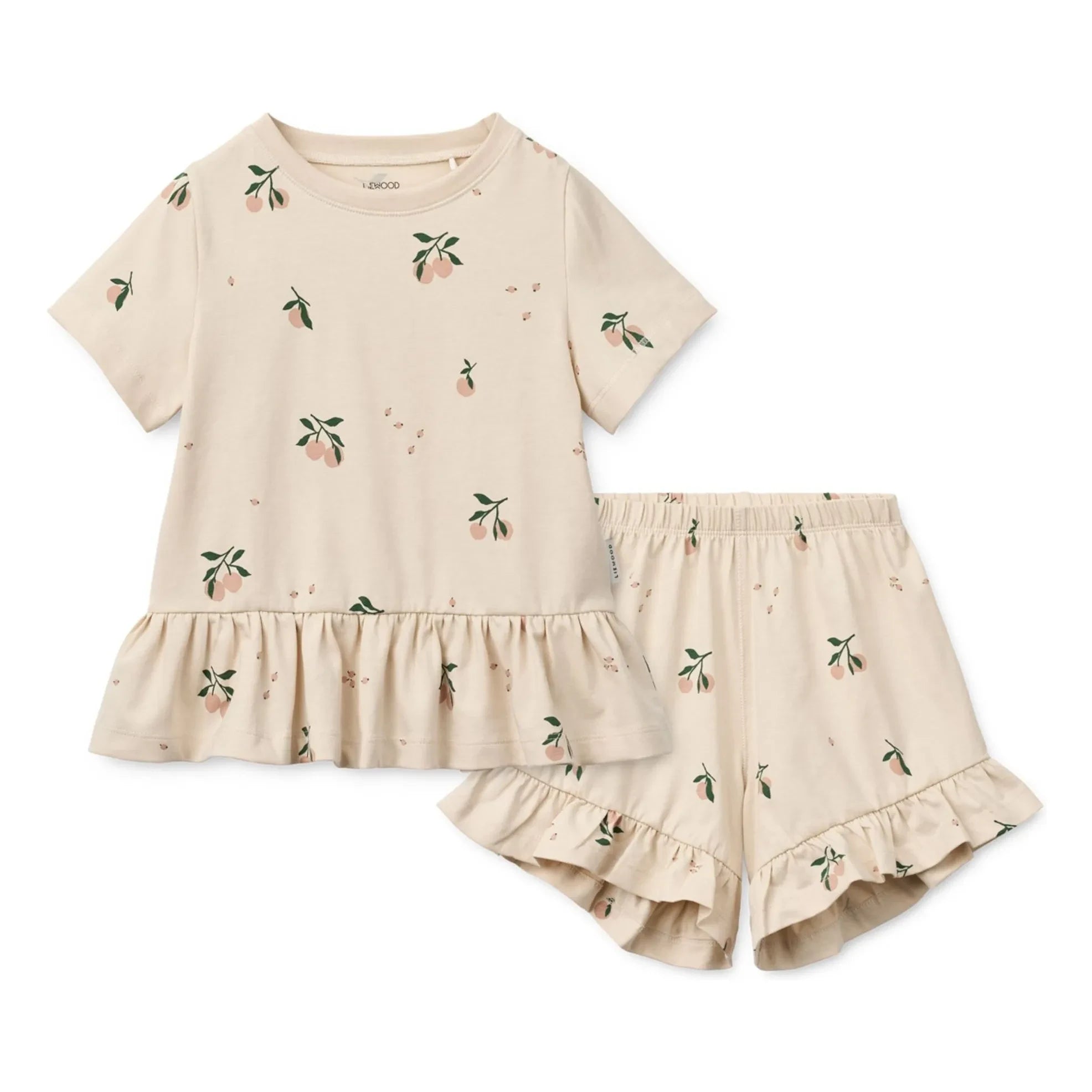 Liewood – Ilford Pfirsich Bio-Baumwoll-T-Shirt und Shorts Set | Ecru