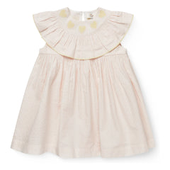 Copenhagen Colors - Striped Seersucker Organic Cotton Dress | Light Pink
