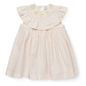 Copenhagen Colors - Striped Seersucker Organic Cotton Dress | Light Pink