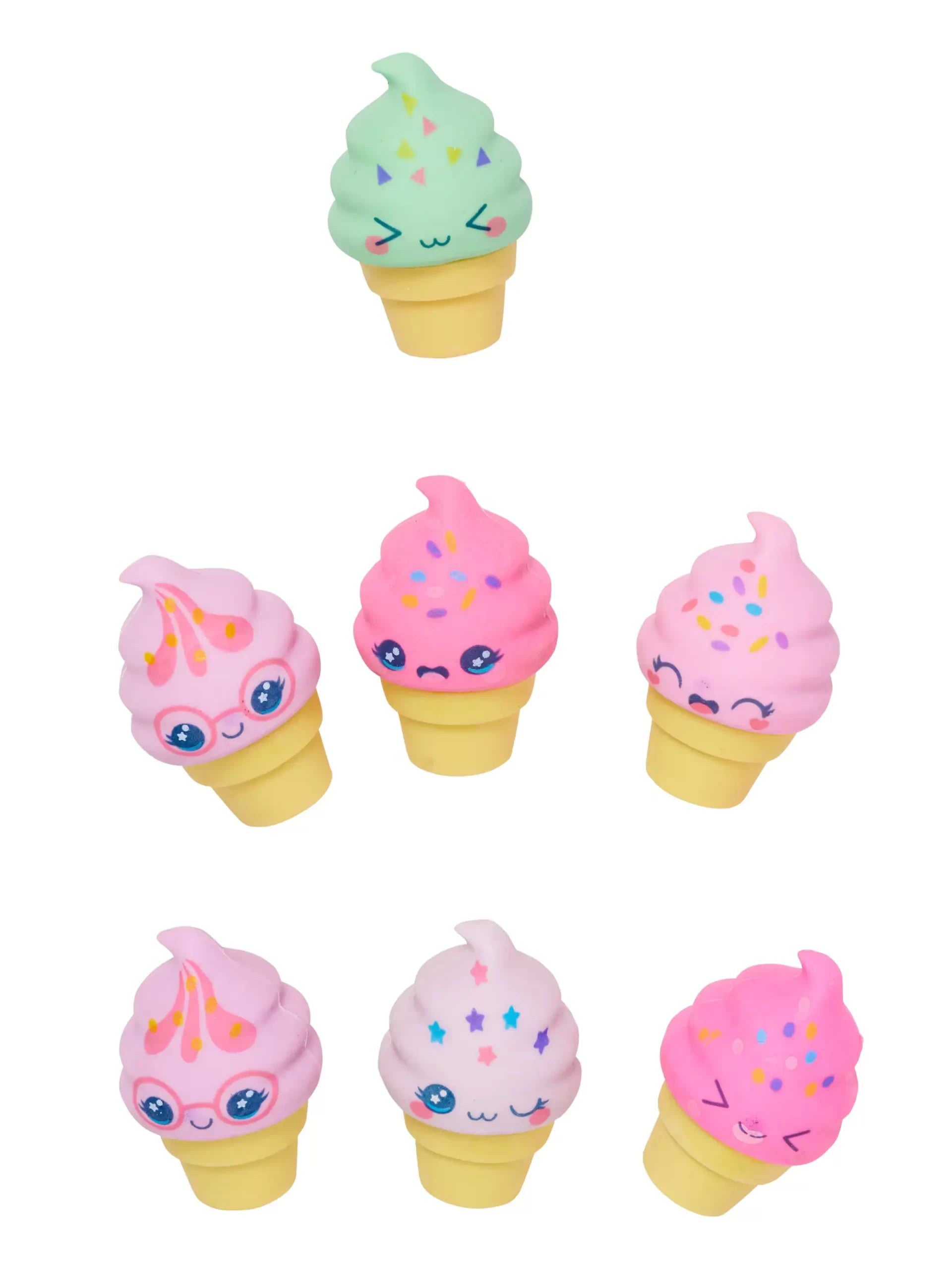 Smiggle - Ice Cream 7'li Sürpriz Kokulu Silgi Paketi-Dinossi