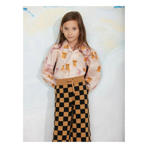 Mini Rodini - Damier-Hose aus Bio-Baumwoll-Mesh | Braun