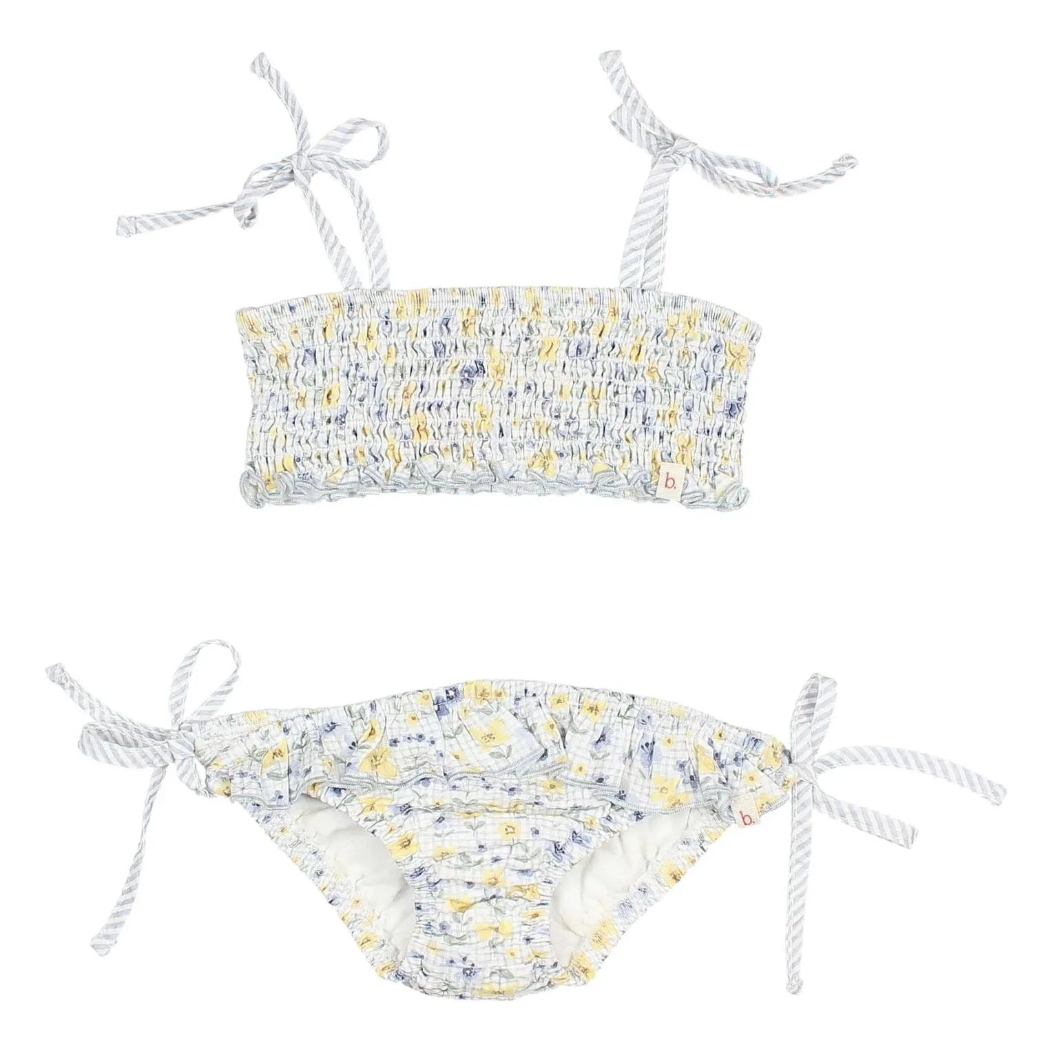 Búho - Pastel Blue Floral Seersucker Swimsuit