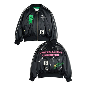 Mini Rodini - Alien Satin Recycled Fiber Baseball Jacket | Black