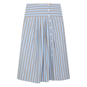 Leon & Harper - Organic Cotton Joyau Striped Skirt | Light blue