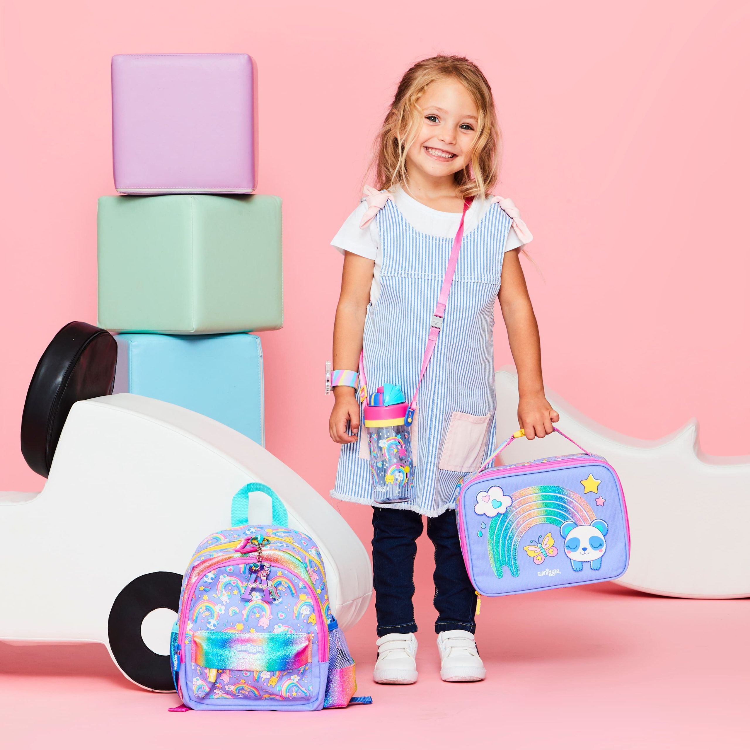 Smiggle - La La Teeny Tiny Kreş Okul Çanta Seti-Dinossi