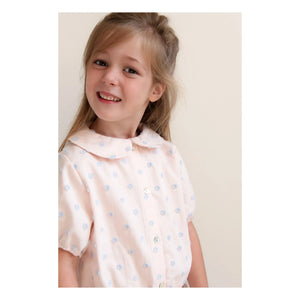 Jenest - Claudine Collar Molly Polka Dot Organic Cotton Blouse | Light Pink