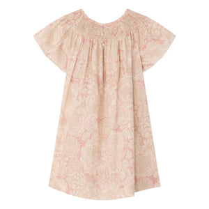 Bonpoint - Arlène Fleurie Bio-Baumwollkleid mit Raffungen | Blassrosa