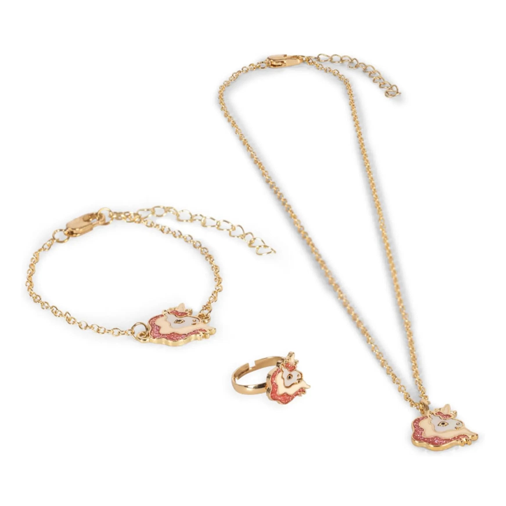 Konges Sløjd - Einhorn-Halskette, Armband und Ring-Set | Gold