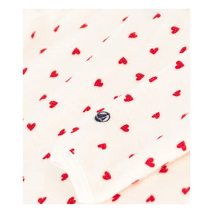 Petit Bateau - Pyjamas Dors Bien Cœurs Kadife Organik Pamuk | Beyaz