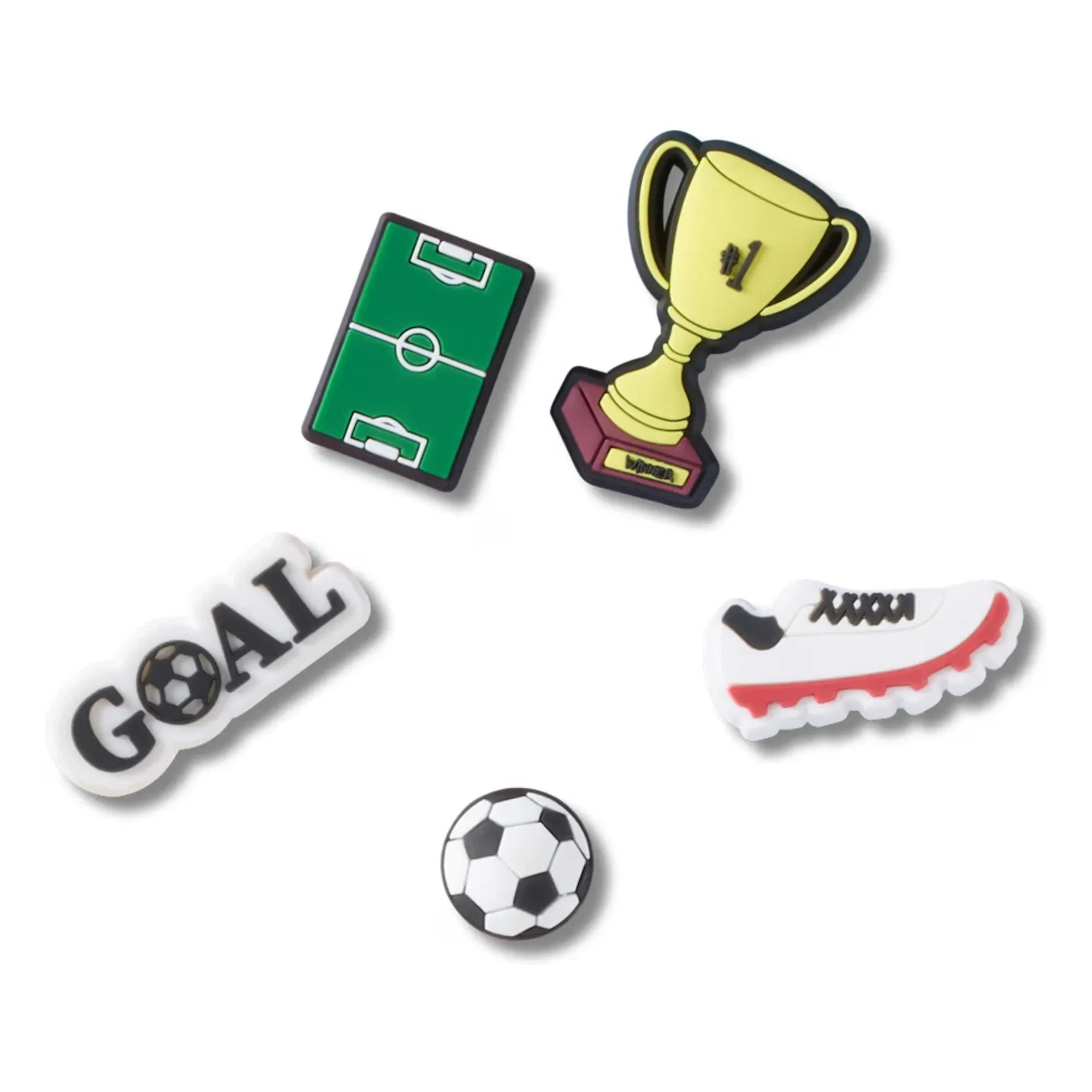 Crocs - 5er Jibbitz Fußball-Set | Weiß