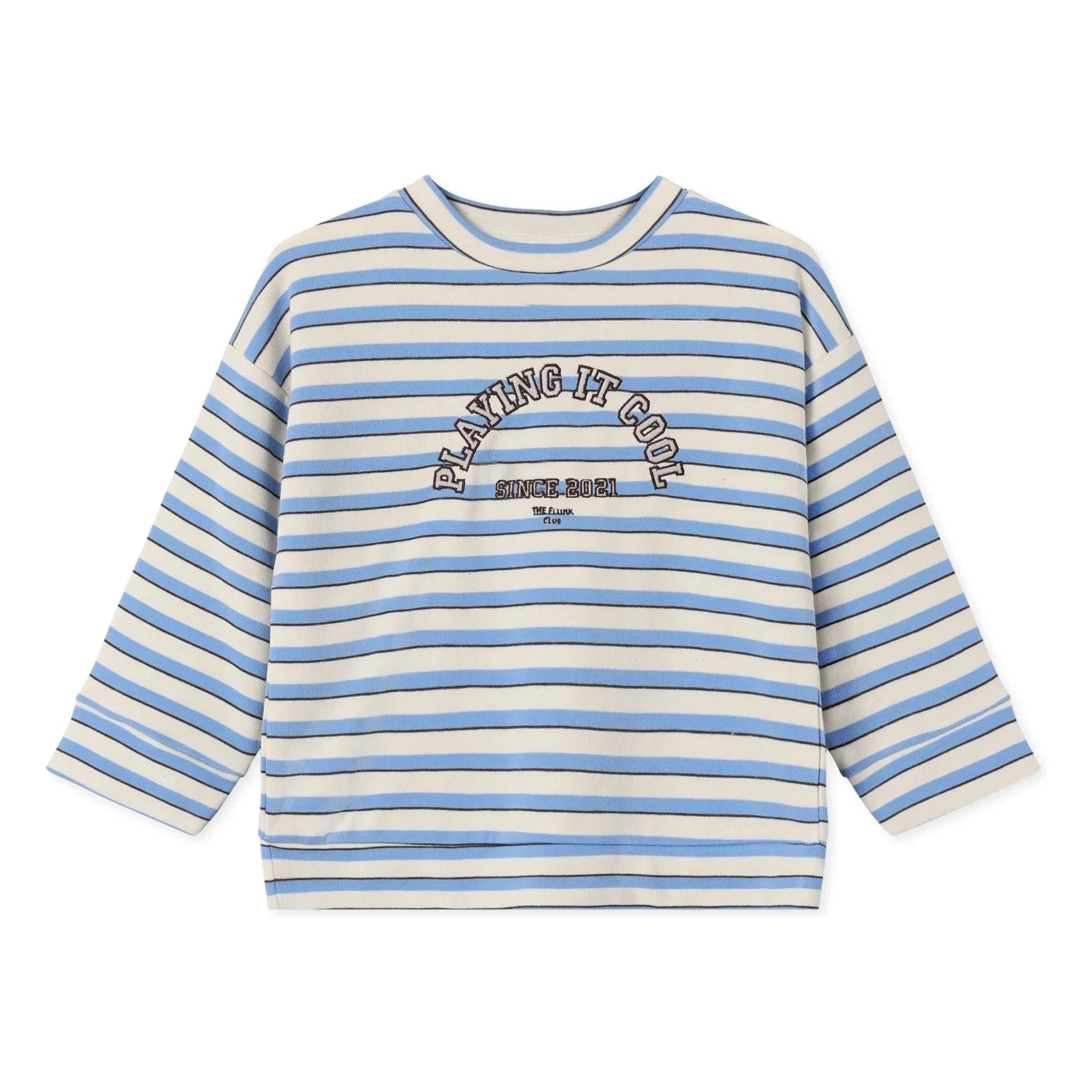 Fliink - Alvin gestreiftes Bio-Baumwoll-Sweatshirt | Hellblau