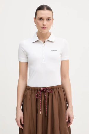 Barbour yaka detaylı kadın pamuklu elastan polo tişört