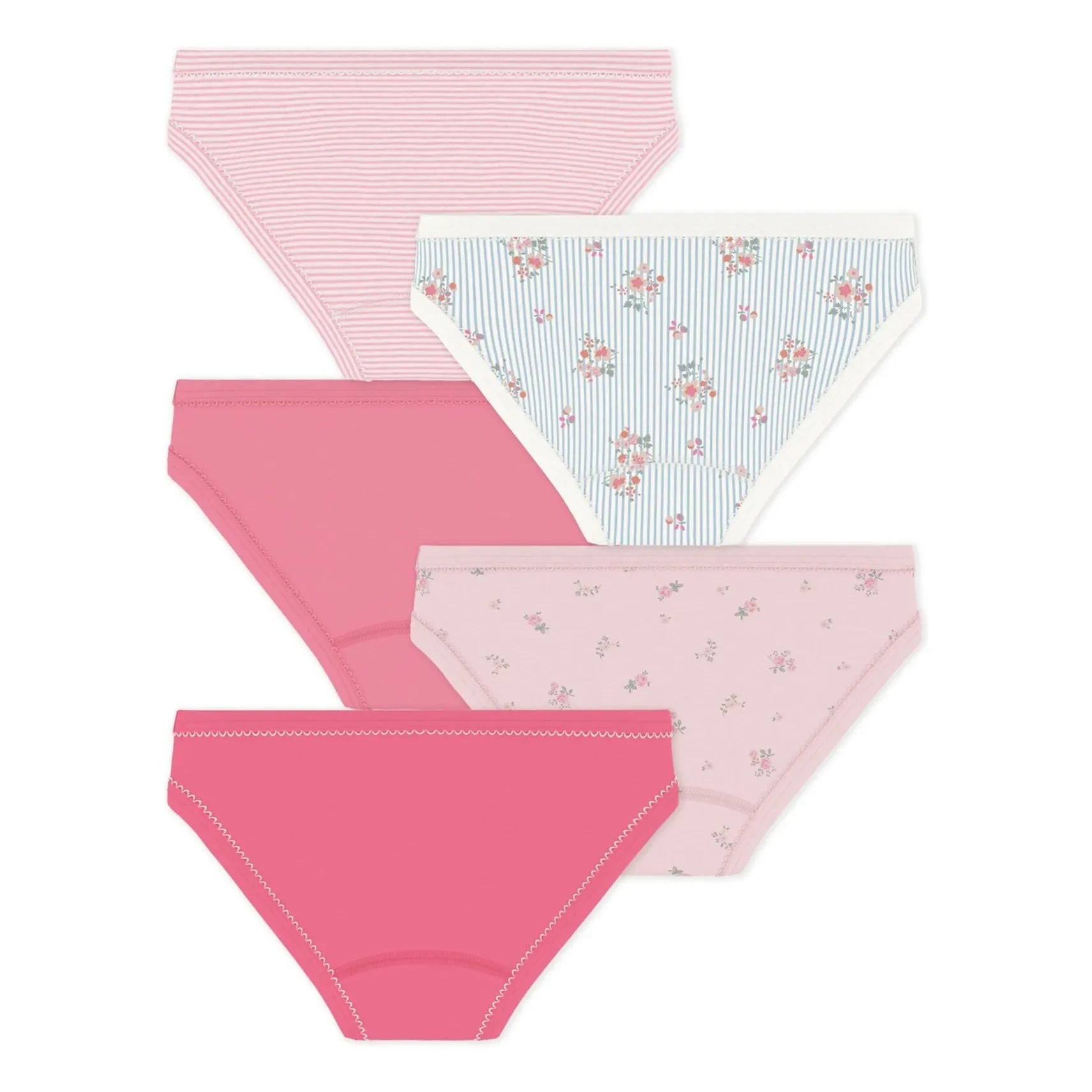 Petit Bateau - 5er-Pack Blumen-Slips | Rosa