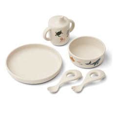 Liewood - Ryle Silicone Dinnerware Set | Marine Creatures/Sand Tones
